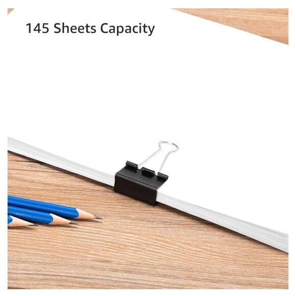 Black Binder Clips 145 Sheets Capacity Premium Solid Metal Easy To Attach & Remo - Picture 3 of 4